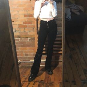 Zara Black Corduroy Flare Pants Size 2